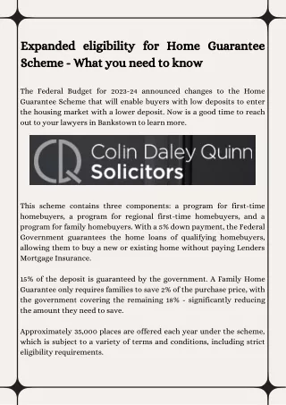 Expanded eligibility for Home Guarantee Scheme - What you need to know