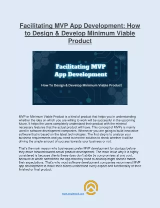 Facilitating MVP App Development How to Design & Develop Minimum Viable Product