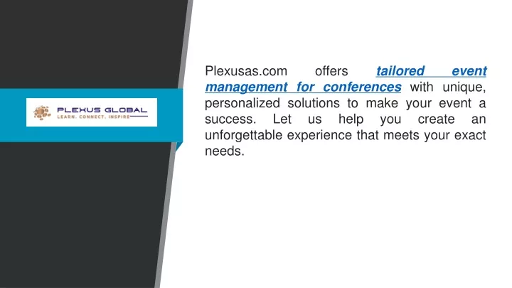 plexusas com offers tailored event management