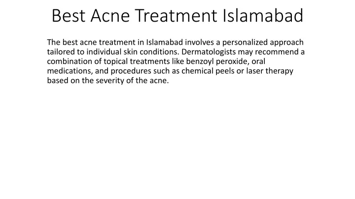 best acne treatment islamabad