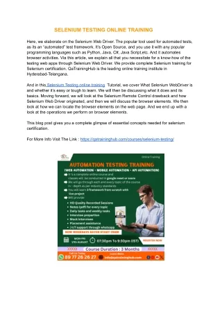 selenium testing online training