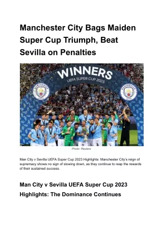 Man City vs Sevilla UEFA Super Cup Highlights