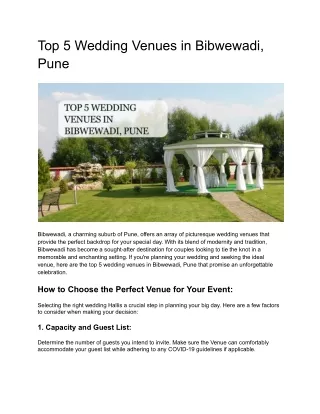 Top 5 Wedding venues in Bibwewadi, Pune