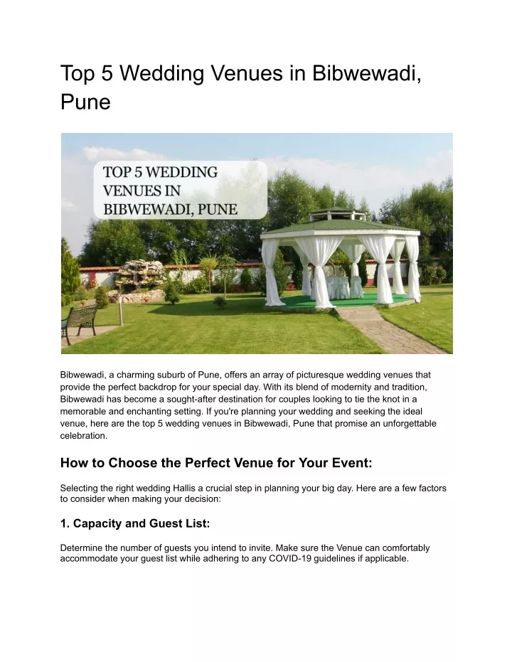 top 5 wedding venues in bibwewadi pune