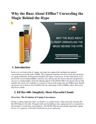 why the buzz about elfbar unraveling the magic