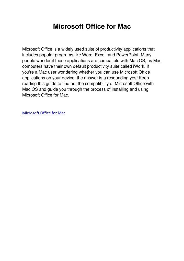 microsoft office for mac