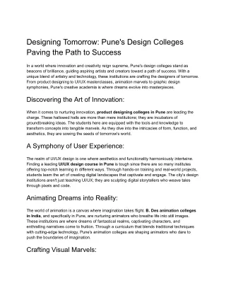 Designing Tomorrow: Pune's Design Colleges Paving the Path to Success