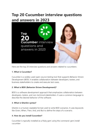 top 20 cucumber interview questions and answers