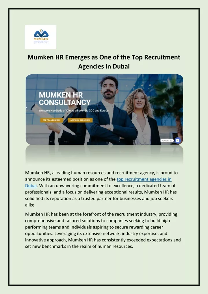 mumken hr emerges as one of the top recruitment