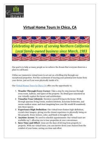 Virtual Homes Tours In Chico,CA