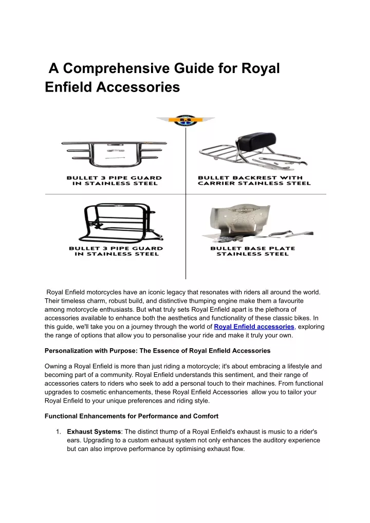 a comprehensive guide for royal enfield