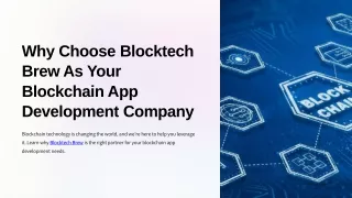 Why Choose Blocktech Brew As Your Blockchain App Development Company?