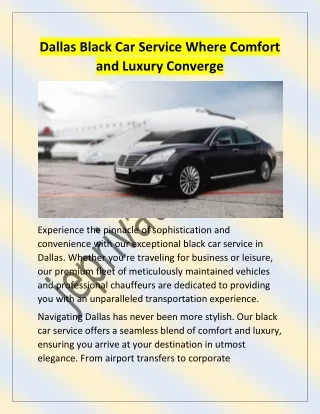 Dallas Black Car Service Where Comfort and Luxury Converge