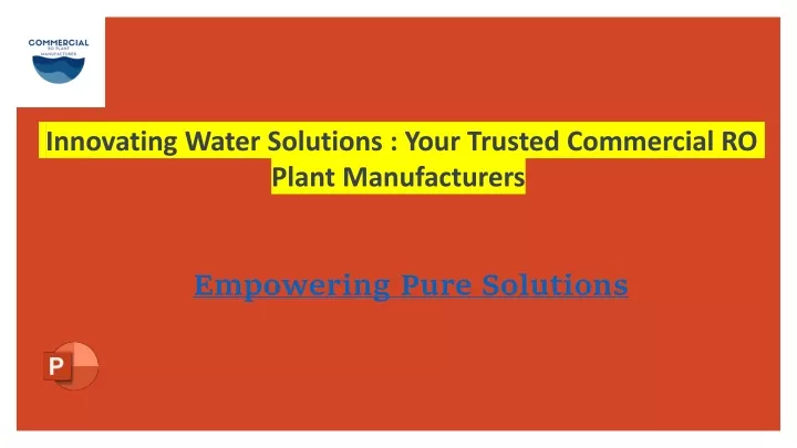 innovating water solutions your trusted commercial ro plant manufacturers