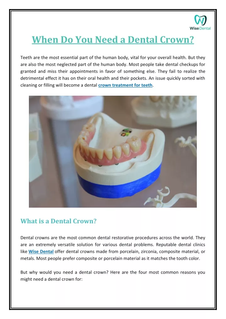 when do you need a dental crown
