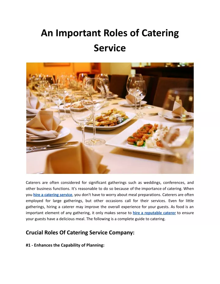an important roles of catering service