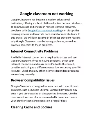 Google classroom not working