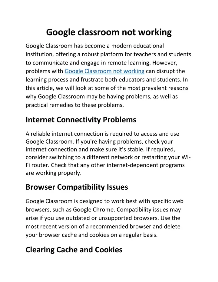 google classroom not working