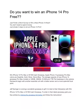 Do you want to win an iPhone 14 Pro Free