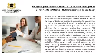 Immigration Consultants in Ottawa - RSR Immigration Consultancy