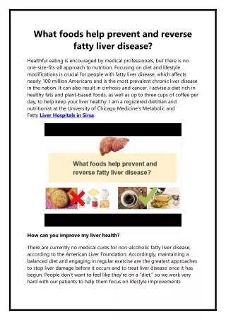 What foods may be used to treat and prevent fatty liver disease