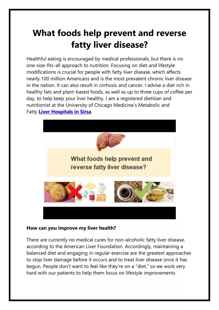 what foods help prevent and reverse fatty liver