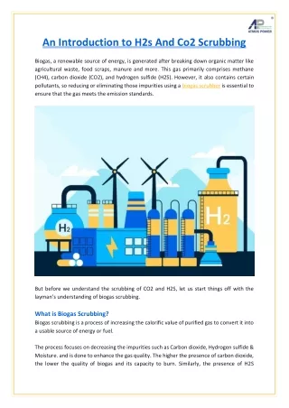 An Introduction to H2s And Co2 Scrubbing