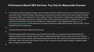 pay for performance seo services