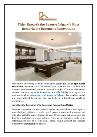 Unearth the Beauty: Calgary's Most Remarkable Basement Renovations
