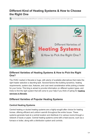 Different Kind of Heating Systems  How to Choose the Right One