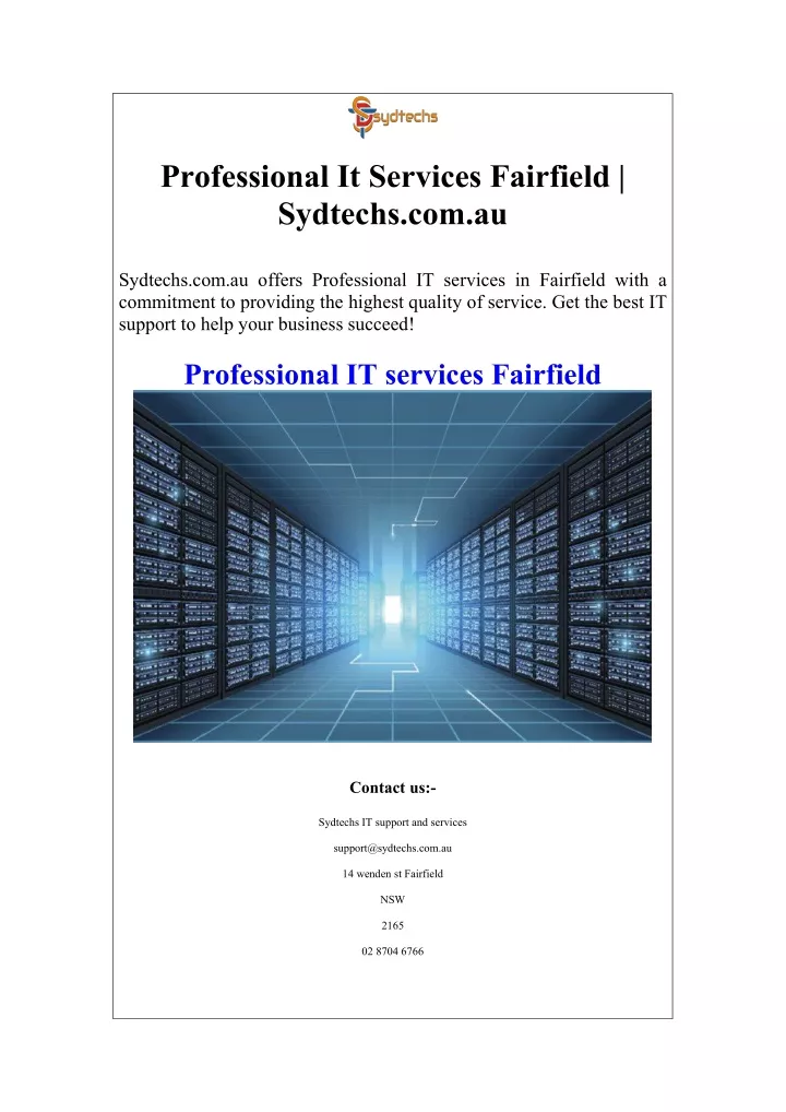 professional it services fairfield sydtechs com au