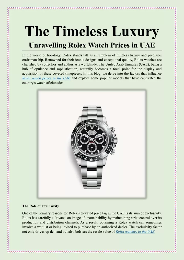the timeless luxury unravelling rolex watch