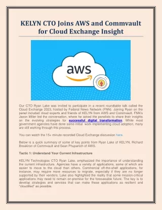 kelyn cto joins aws and commvault for cloud
