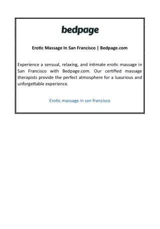 Erotic Massage In San Francisco  Bedpage.com 01