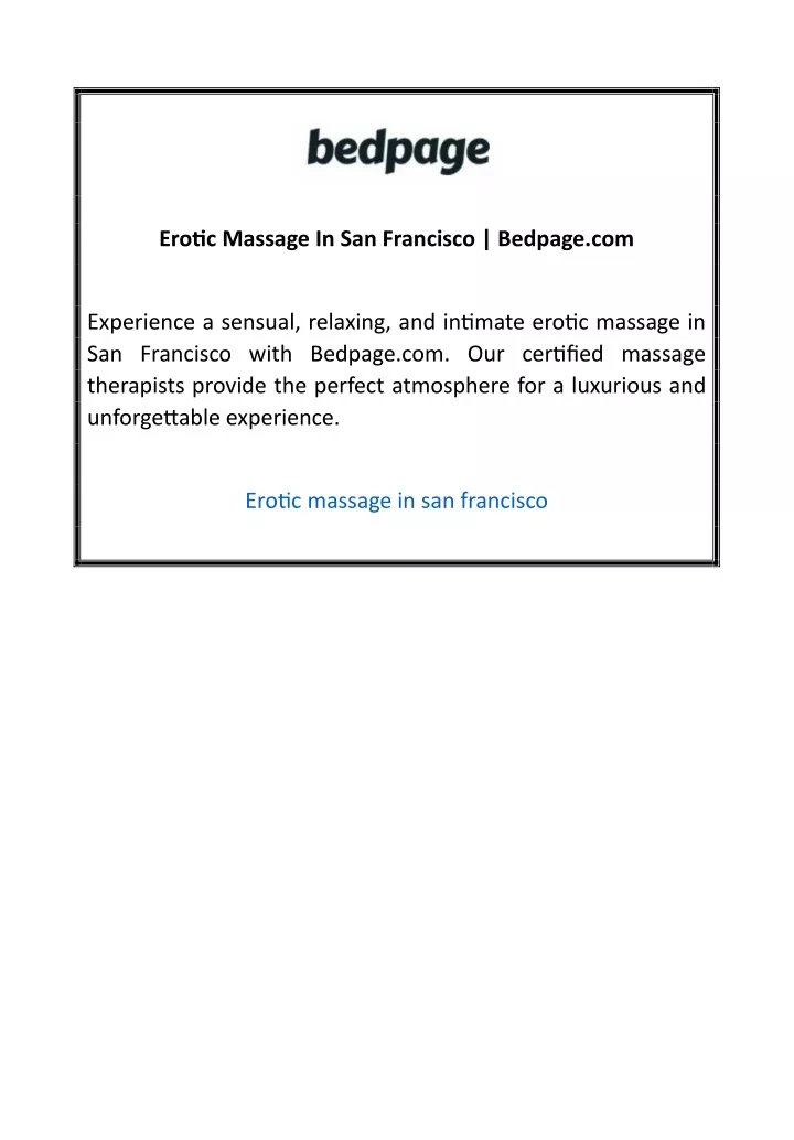 erotic massage in san francisco bedpage com