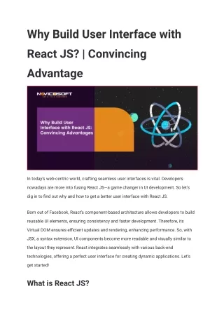 Why Build User Interface with React JS