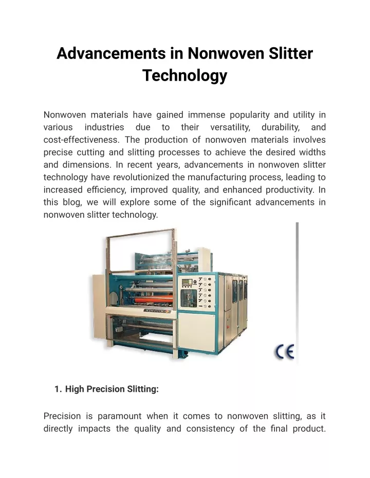 advancements in nonwoven slitter technology