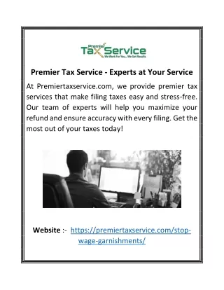 Premier Tax Service - Experts at Your Service