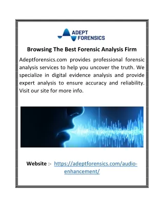 Browsing The Best Forensic Analysis Firm