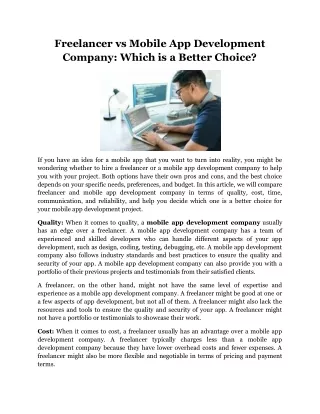 freelancer vs mobile app development company