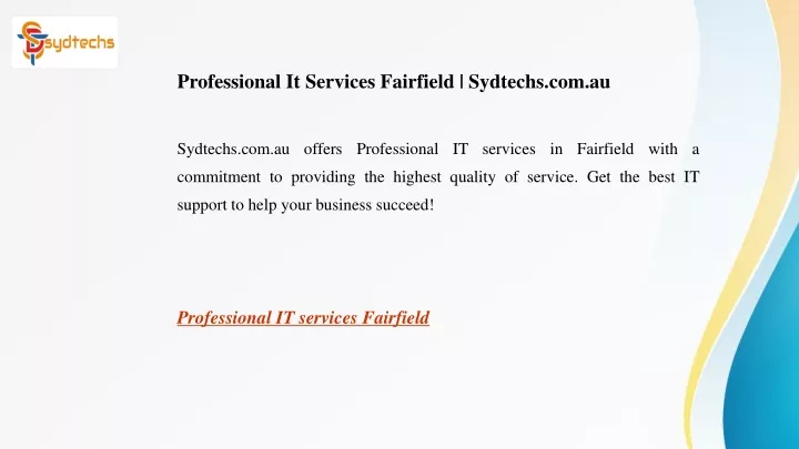 professional it services fairfield sydtechs com au