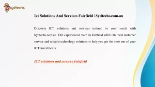 Ict Solutions And Services Fairfield  Sydtechs.com.au