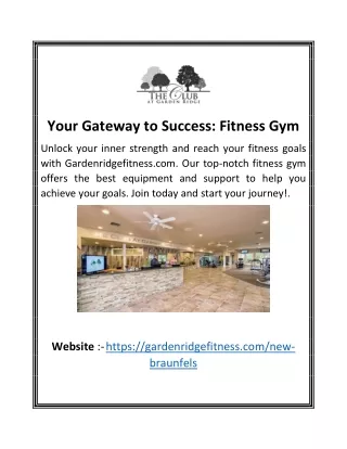 Your Gateway to Success Fitness Gym