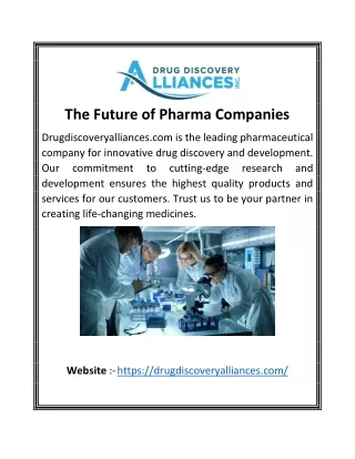 The Future of Pharma Companies