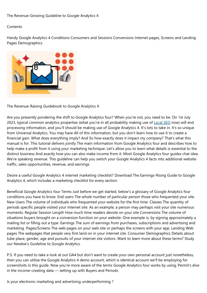 the revenue growing guideline to google analytics