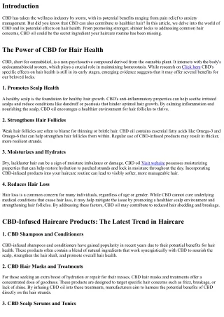 CBD and Hair Health: Exploring its Potential Benefits for Stronger, Shinier Lock
