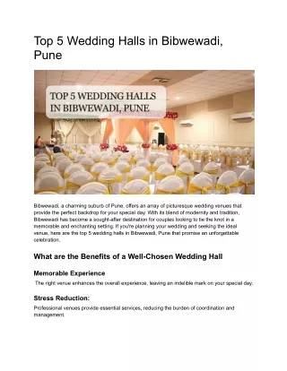 Top 5 Wedding Hall in Bibwewadi, Pune