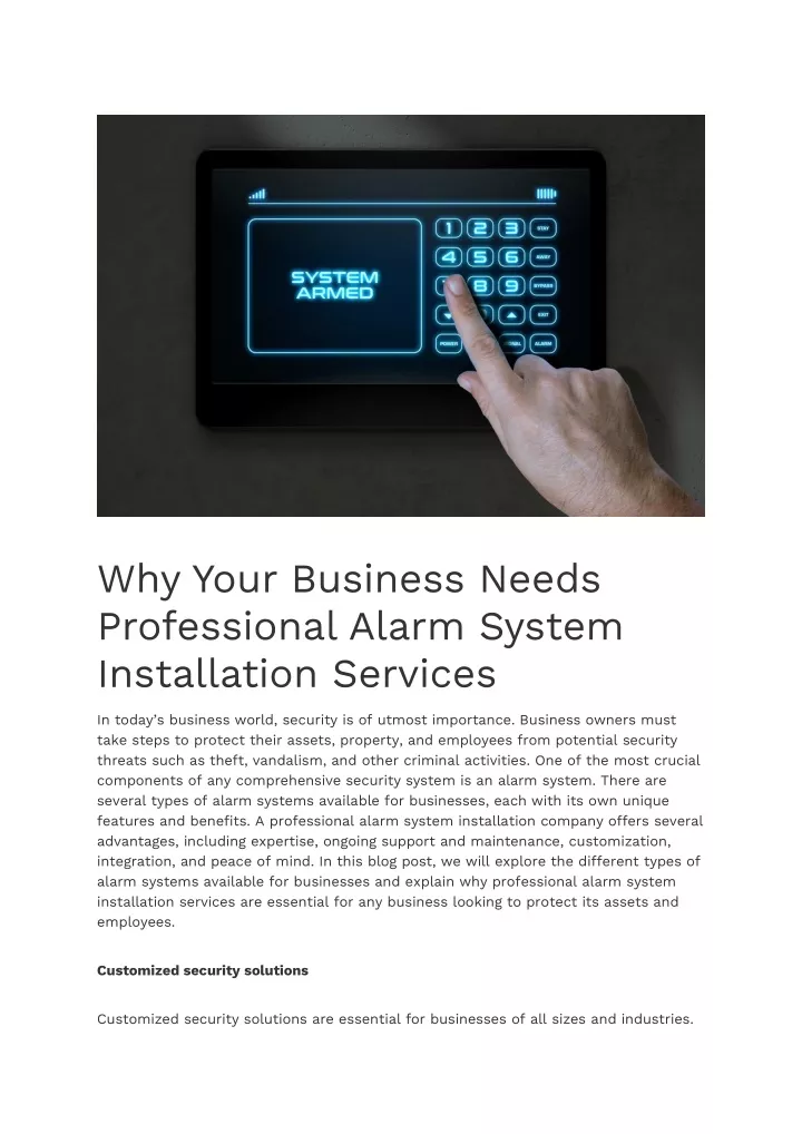 why your business needs professional alarm system