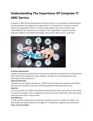 Understanding The Importance Of Computer IT AMC Service