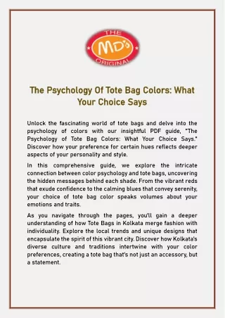 The Psychology Of Tote Bag Colors- What Your Choice Says